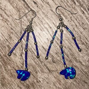 Lapis and Turquoise Bear earrings